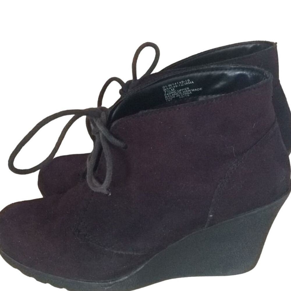 White Mountain Irma Heeled Lace Up Vegan Booties Black Size 7.5